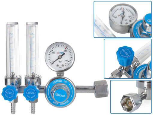 Gaasireduktor kahe astmelise rotameetriga Ar/CO2 Gaasireduktor kahe astmelise rotameetriga Ar/CO2