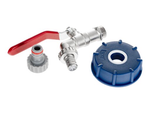 IBC komplekt: S60x6 mutter + 1/2" kraan + voolikuotsik 1/2" + nippel