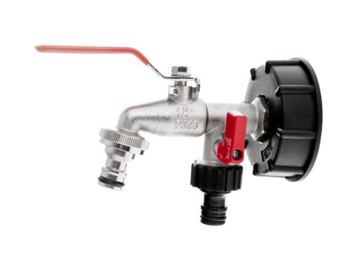 IBC komplekt: S60x6 mutter + 1/2" topeltkraan + 2 niplit IBC komplekt: S60x6 mutter + 1/2" topeltkraan + 2 niplit