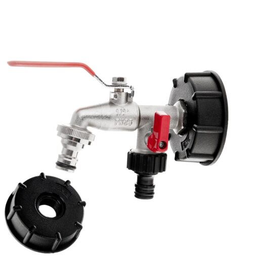 IBC komplekt: S60x6 mutter + 1/2" topeltkraan + 2 niplit IBC komplekt: S60x6 mutter + 1/2" topeltkraan + 2 niplit