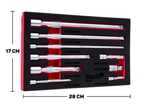 Kallutatavate pikenduste komplekt 1/4" 3/8" 1/2" CrV 9 tk