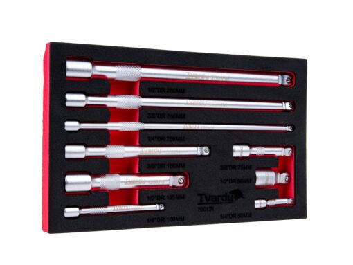 Kallutatavate pikenduste komplekt 1/4" 3/8" 1/2" CrV 9 tk