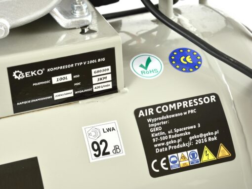 Õlikompressor 100L V-tüüp BIG Kompressor 100L kahe silindriga (G)