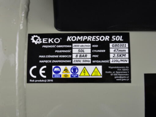 Õlikompressor 50L 1-silindriline Kompressor 50l 210 l/min max. 8bar