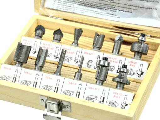Puidufreeside komplekt, 12-osaline, 8mm saba Ülafreeside kompl. Puidule 12 osa. Saba 8mm