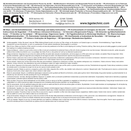 Öljynsuodattimen ketjuavain – Ø 60 - 160 mm -safety