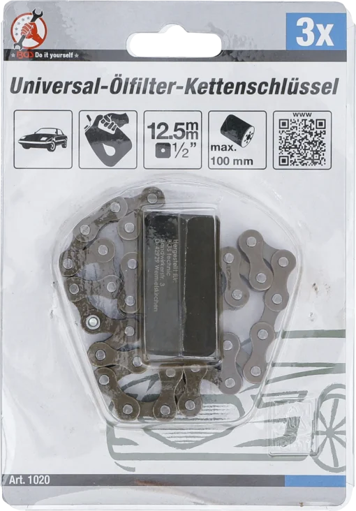 Yleiskäyttöinen öljynsuodatin-ketjuavain – neliökolo 12,5 mm (1/2") – Ø 100 mm -3